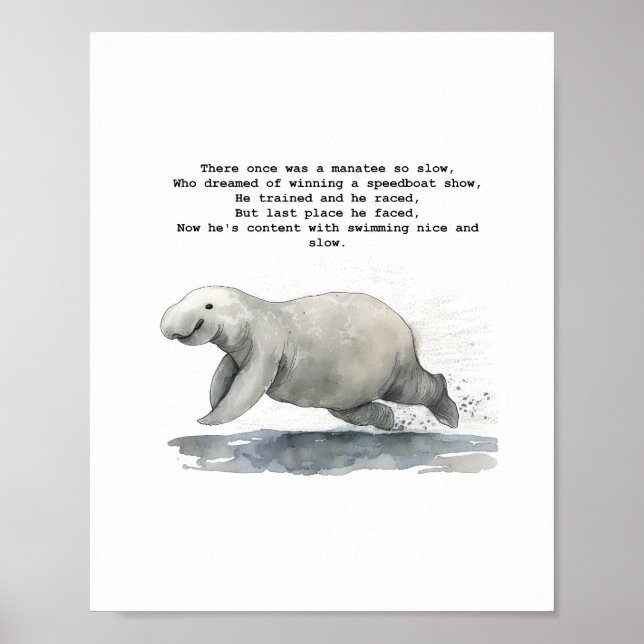 Cute animal art - Tävla Manatee Poster (Framsidan)