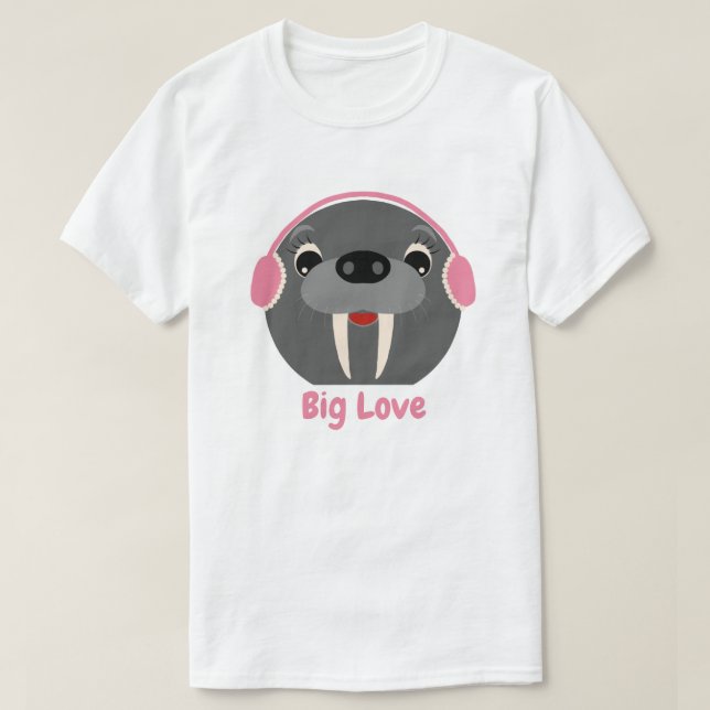 Cute Animal 'Big Kärlek' Walrus T-shirt (Design framsida)