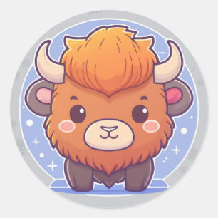 Cute Animal Bison Runt Klistermärke