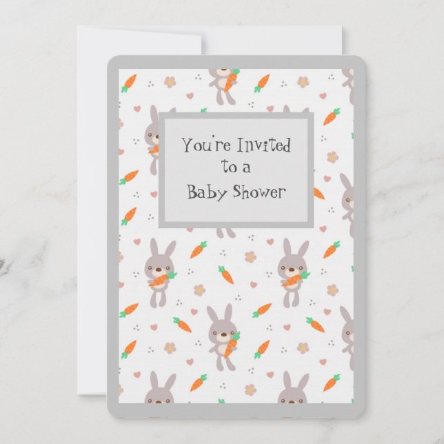 Cute Animal Bunny Adsible Generic Baby Shower Inbjudningar (Framsida)