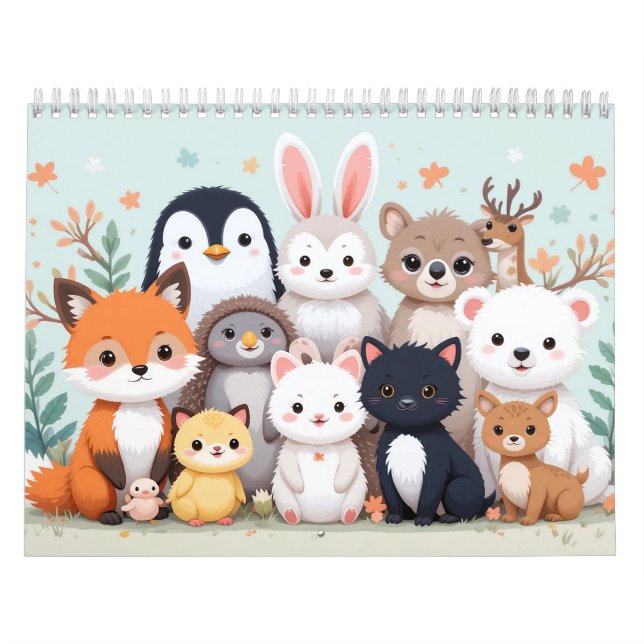 Cute Animal Calendar 2026 - Adsible Kawaii Stil Kalender (Omslag)