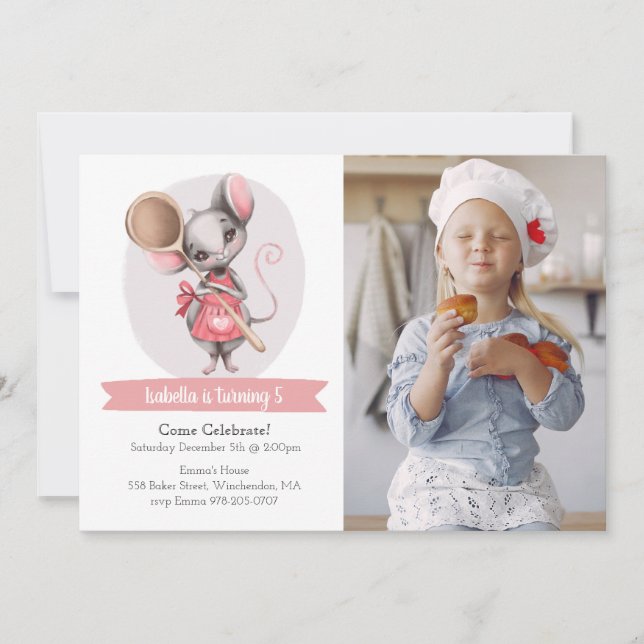 Cute Animal Chef Födelsedagsfest inbjudan (Framsida)