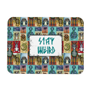 Cute Animal Collage Design Behåll Konstigen Magnet