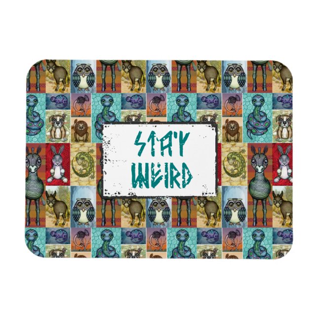 Cute Animal Collage Design Behåll Konstigen Magnet (Horisontell)