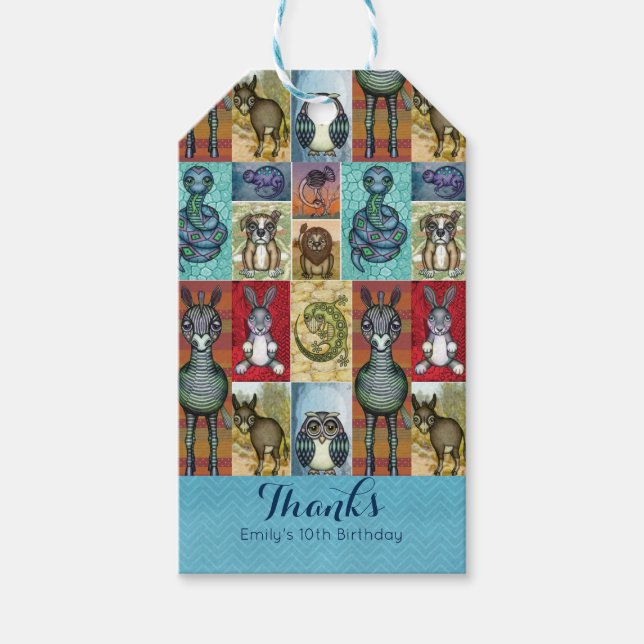 Cute Animal Collage Design Tack Presentetikett (Framsidan)