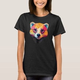 Cute Animal Colorful Geometric Ferret Ansikte 3 T Shirt