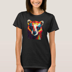 Cute Animal Colorful Geometric Ferret Ansikte 4 T Shirt