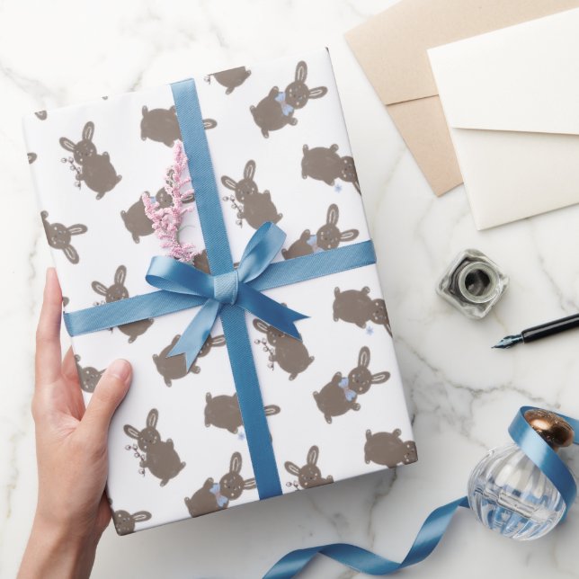 Cute animal Easter bunny with flowers baby boy Presentpapper (Gifting)