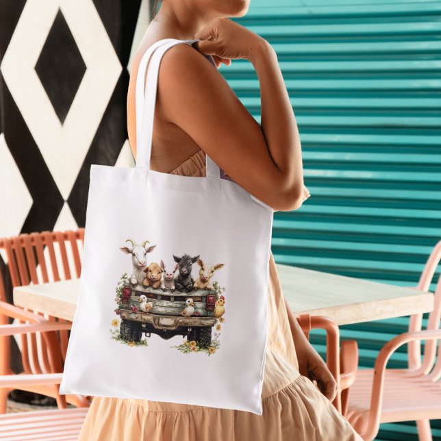 Cute Animal Farm On Tote Bag Tygkasse (Skapare uppladdad)