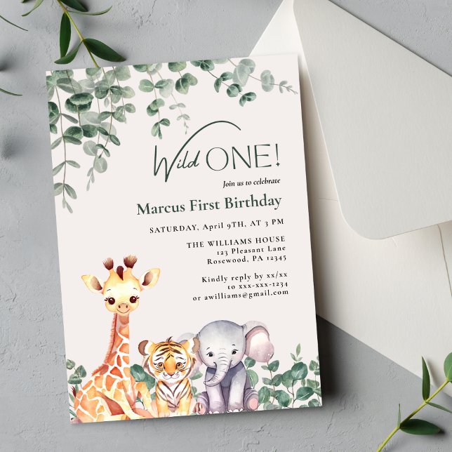 Cute Animal First Birday Inbjudningar (Skapare uppladdad)