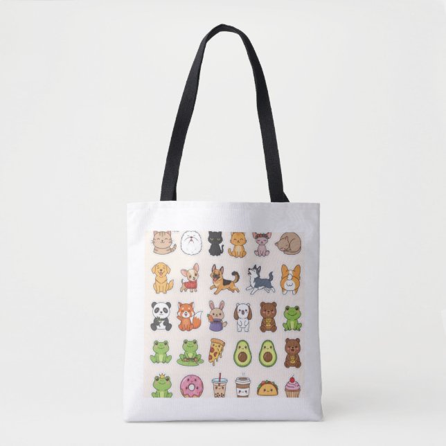 Cute Animal & Food Sticker Sheet – Kawaii Cats, Do Tygkasse (Framsida)