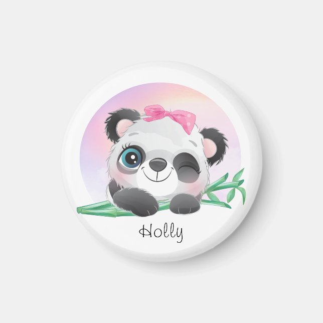 Cute Animal Friendly Panda Bamboo    Magnet (Framsidan)