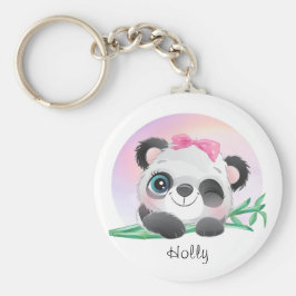 Cute Animal Friendly Panda Bamboo Nyckelring