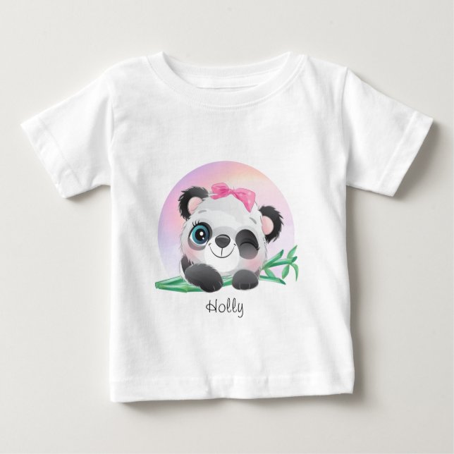 Cute Animal Friendly Panda Bamboo   T Shirt (Framsida)