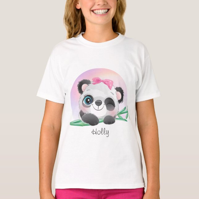 Cute Animal Friendly Panda Bamboo T Shirt (Framsida)