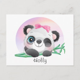 Cute Animal Friendly Panda Bamboo Vykort