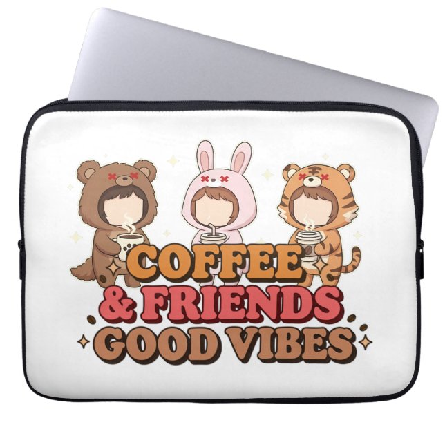Cute Animal Friends Coffee Lovers Laptop Fodral (Framsidan)
