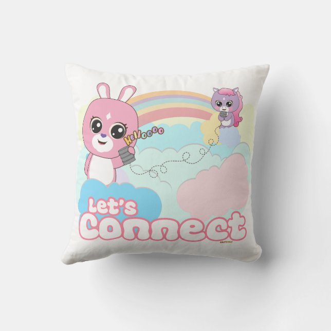 Cute Animal Friends - Låt oss Connect Kudde (Baksida)