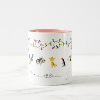 Cute Animal Friends Mug | Kids Cartoon Coffee Cup  Två-Tonad Mugg