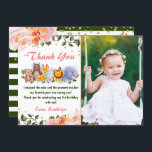 Cute Animal Friends Rosa Blommigt Birthday Photo Tack Kort<br><div class="desc">Cute Animal Friends Rosa Blommigt Birday Foto - tackkort</div>