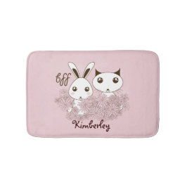 Cute Animal Friends Rosa Girls Kids Badrumsmatta