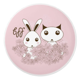 Cute Animal Friends Rosa Girls Kids Room Knopp