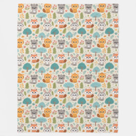 Cute Animal Friends Seamless Pattern – Playful Kid Fleecefilt