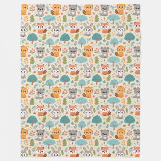 Cute Animal Friends Seamless Pattern – Playful Kid Fleecefilt
