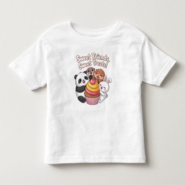 Cute Animal Friends with Cuptårta - Sweet Treats K T Shirt (Framsida)