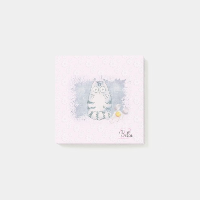 Cute Animal Funny Cat Rosa  Post-it Block (Framsida)