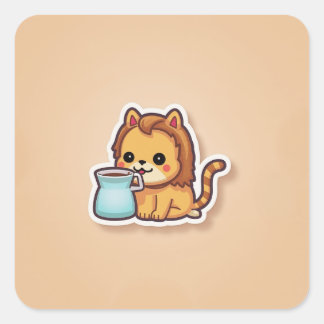 Cute Animal Fyrkantigt Klistermärke