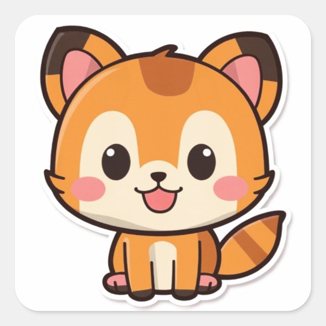 Cute Animal Fyrkantigt Klistermärke (Framsida)