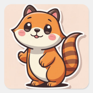 Cute Animal Fyrkantigt Klistermärke
