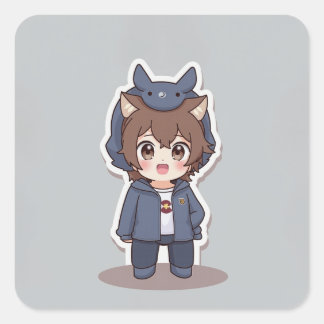 Cute Animal Fyrkantigt Klistermärke