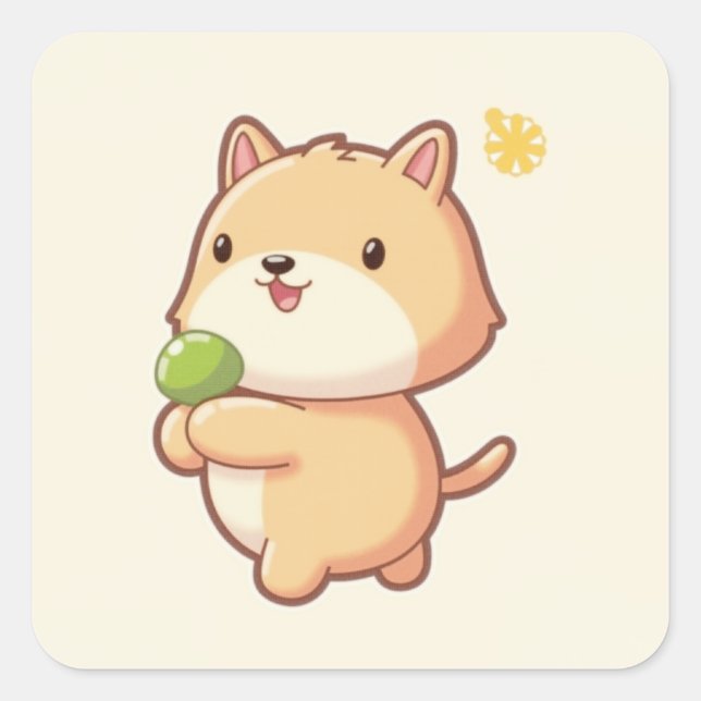 Cute Animal Fyrkantigt Klistermärke (Framsida)