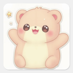 Cute Animal Fyrkantigt Klistermärke