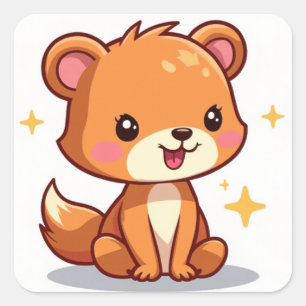 Cute Animal Fyrkantigt Klistermärke