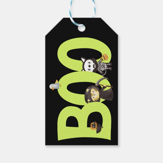 Cute Animal Halloween Boo Presentetikett (Framsidan)