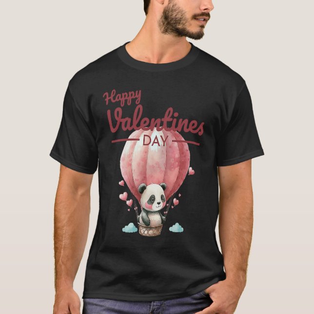 Cute Animal Heart Panda  Happy Valentine Day  2 T Shirt (Framsida)