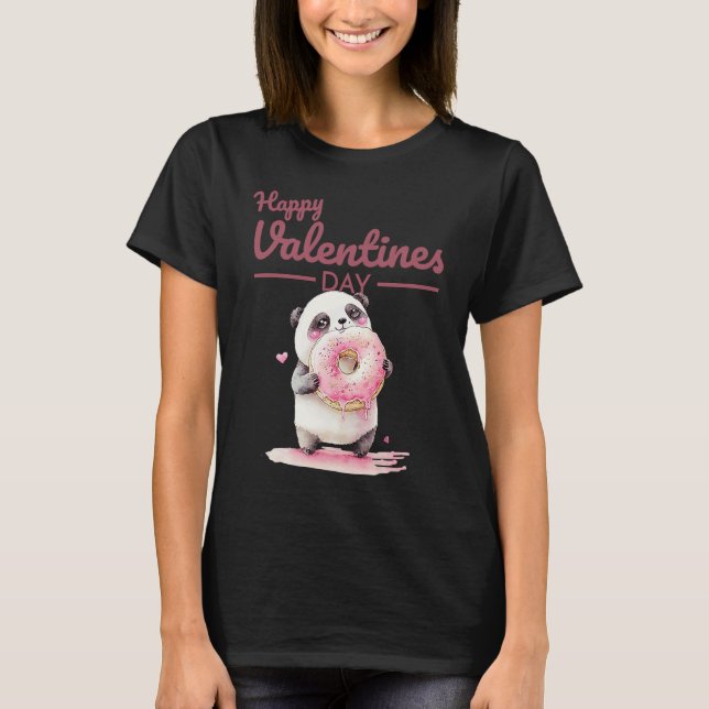 Cute Animal Heart Panda  Happy Valentine Day  8 T Shirt (Framsida)