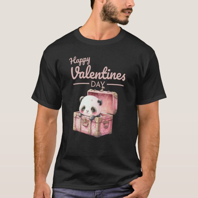 Cute Animal Heart Panda Happy Valentine Day  9 T Shirt (Framsida)