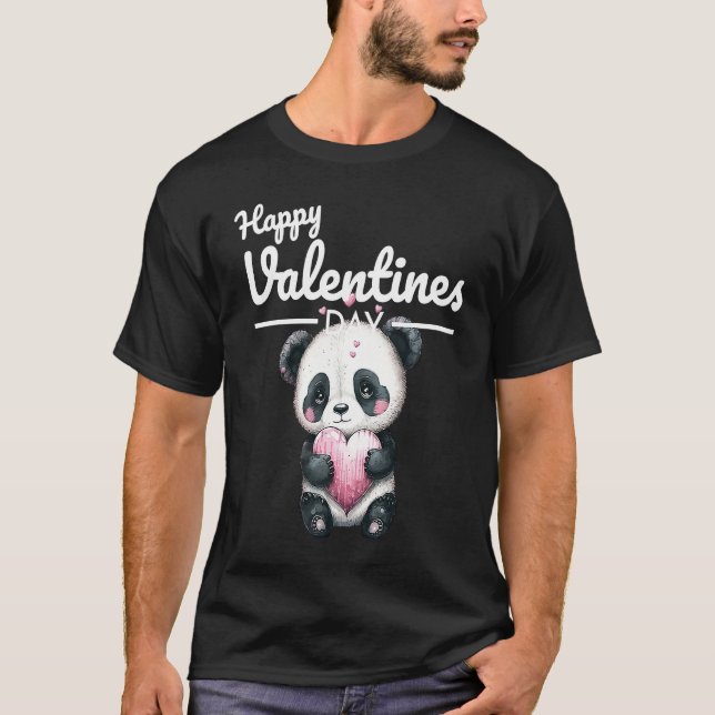 Cute Animal Heart Panda  Happy Valentine Day  9 T Shirt (Framsida)
