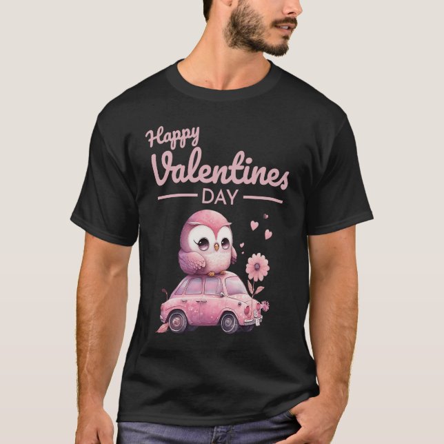 Cute Animal Heart Panda Lycklig Alla hjärtans dag  T Shirt (Framsida)