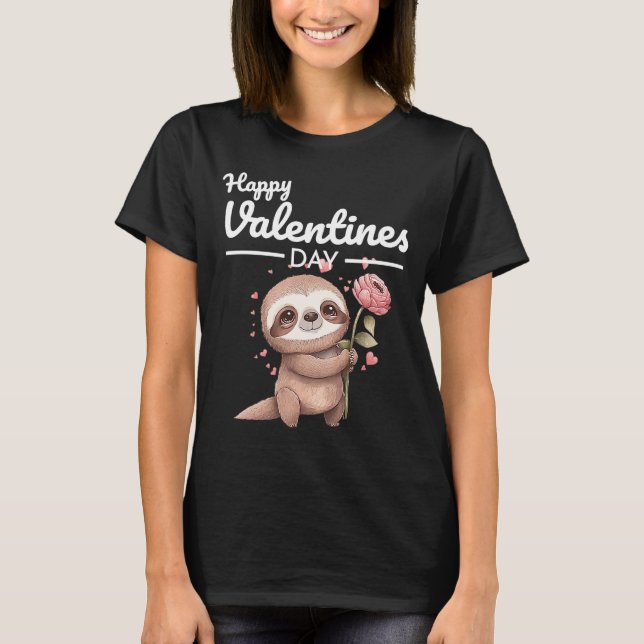 Cute Animal Heart Panda Lycklig Alla hjärtans dag  T Shirt (Framsida)