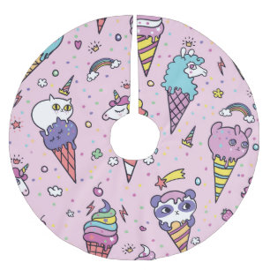 Cute Animal Ice Cream Conces Julgransmatta Borstad Polyester