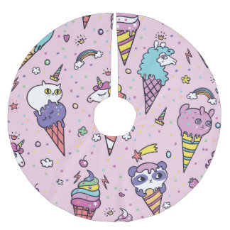 Cute Animal Ice Cream Conces Julgransmatta Borstad Polyester