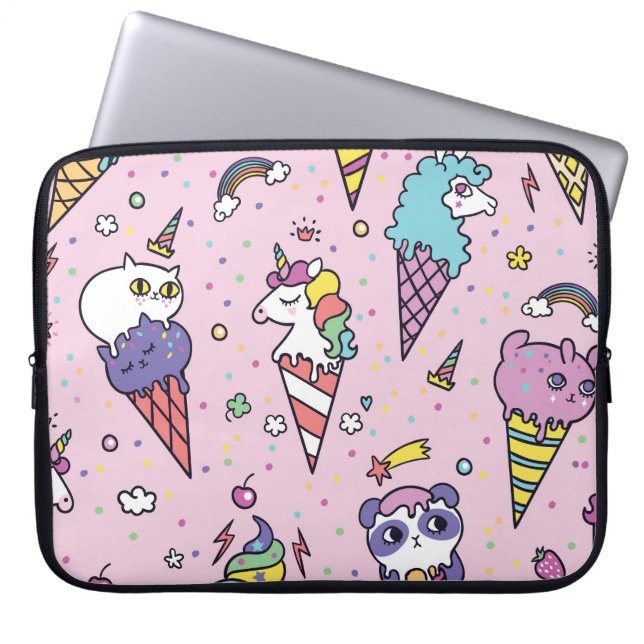 Cute Animal Ice Cream Conces Laptop Fodral (Framsidan)