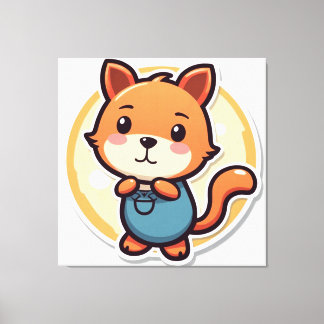 Cute Animal in overalls Canvastryck