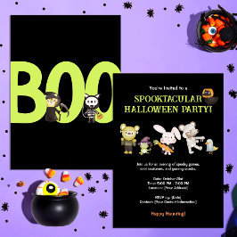 Cute Animal Kids Spooktacular Halloween fest Inbjudningar