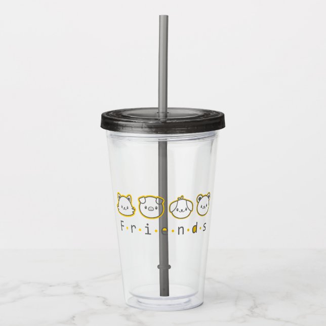 Cute animal kompisar ansikte Fodral-Mate iphone ca Take Away Mugg (Framsida)